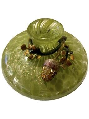 Jay Strongwater Enameled GlassBud Vase Jeweled Acorn SwarovskiCrystals Collar